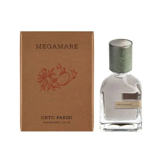 Megamare Orto Parisi Megamare is an evocative and powerful fragrance, celebrated for its unique blend of aquatic and salty notes. Its composition captures the raw essence of the ocean, making it a beloved choice for those who seek a fresh and bold scent t