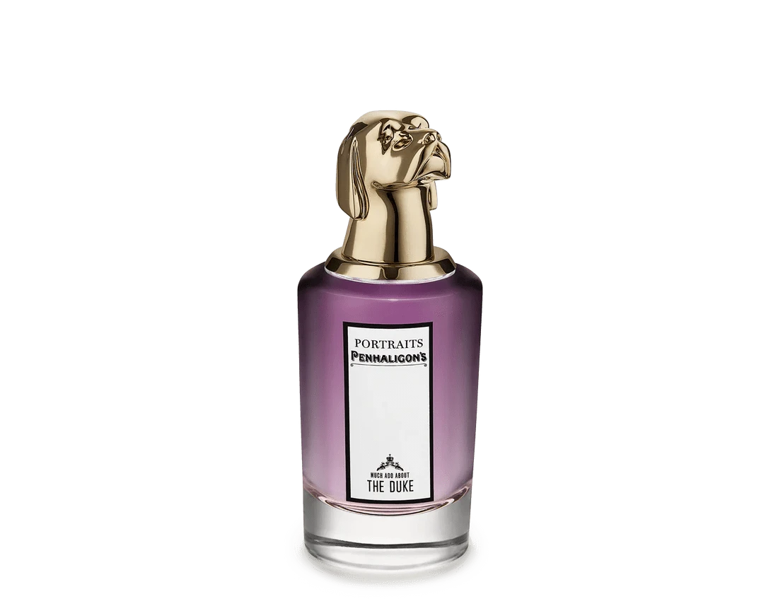 Much Ado About The Duke Eau De Parfum Penhaligon's Much Ado About The Duke Eau De Parfum is a bold and charismatic fragrance, part of Penhaligon's Portraits collection. This fragrance embodies the essence of an eccentric, charming gentleman with a rebelli