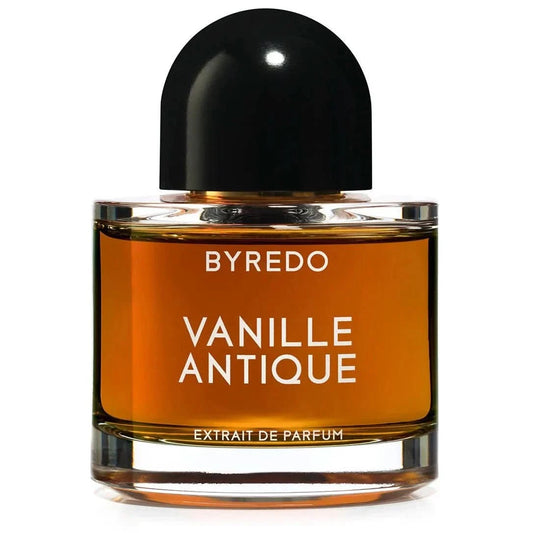 Vanille Antique Extrait De Parfum Byredo Vanille Antique Extrait de Parfum is a sophisticated and luxurious fragrance, renowned for its rich blend of smoky vanilla, wood, and amber notes. A reinterpretation of classic vanilla, Vanille Antique presents a d